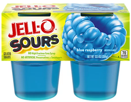 Blue snacks - Jell-O blue raspberry sours cups
