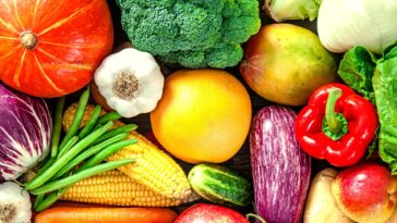 Frutas y verduras con la letra V.